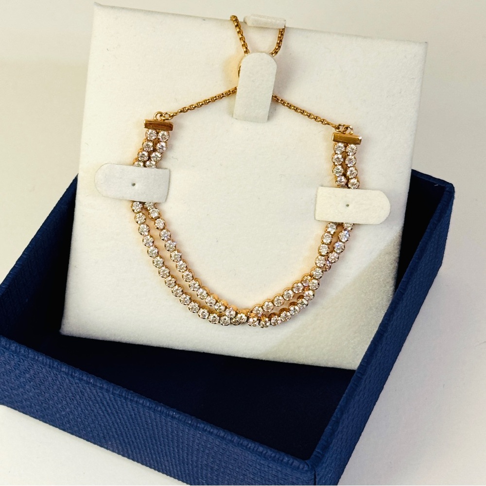 Swarovski Rose Gold Crystal Double Chain Bracelet - Picture 9 of 10